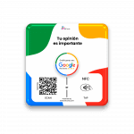 Placa adhesiva con NFC y código QR para reseñas de Google
