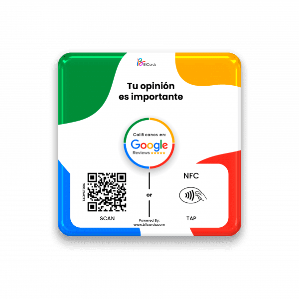 Placa Adherible Google Reviews QR + NFC