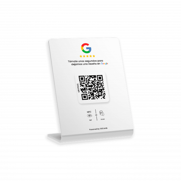 Banner de escritorio para reseñas de Google Maps con NFC y QR