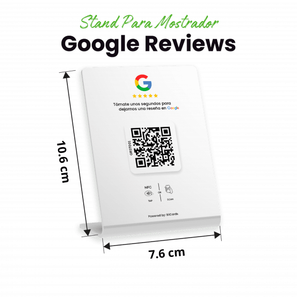 Banner de escritorio para reseñas de Google Maps con NFC y QR