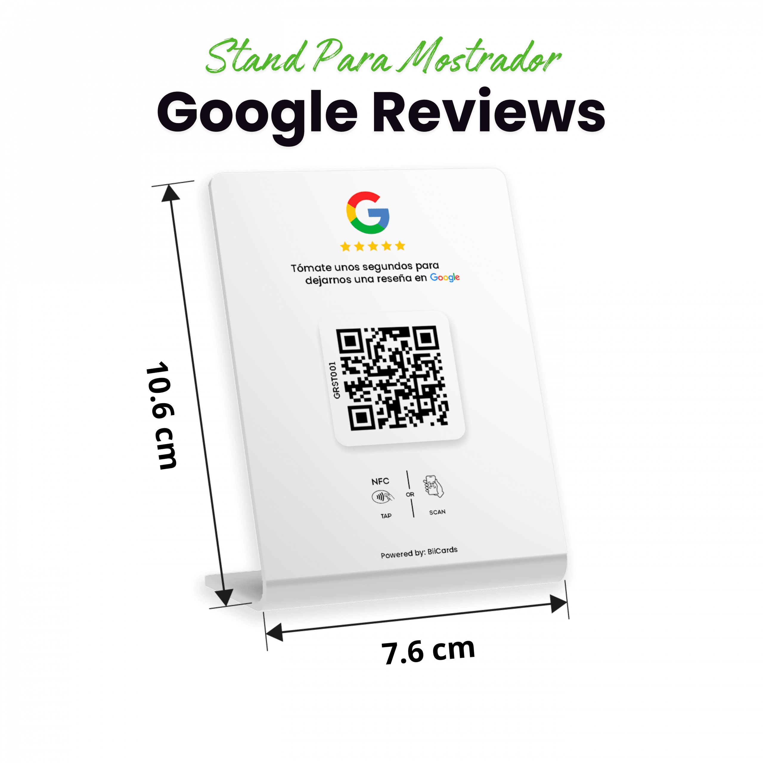 Banner de escritorio para reseñas de Google Maps con NFC y QR