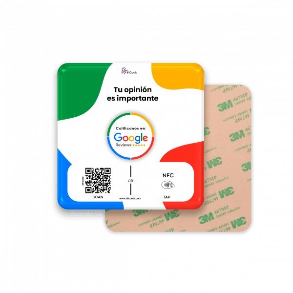 Placa Adherible NFC + QR para reseñas de Google Maps