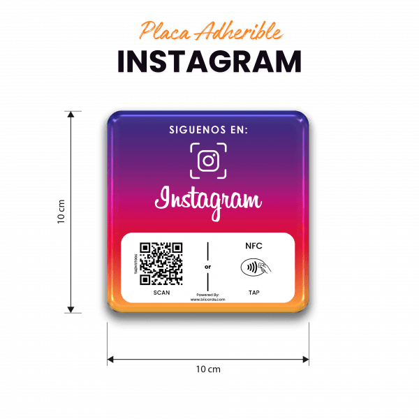 Placa Adherible para Instagram NFC + QR