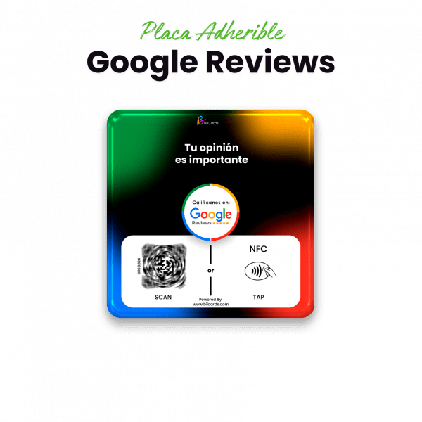 Placa Adherible NFC + QR para Google Reviews