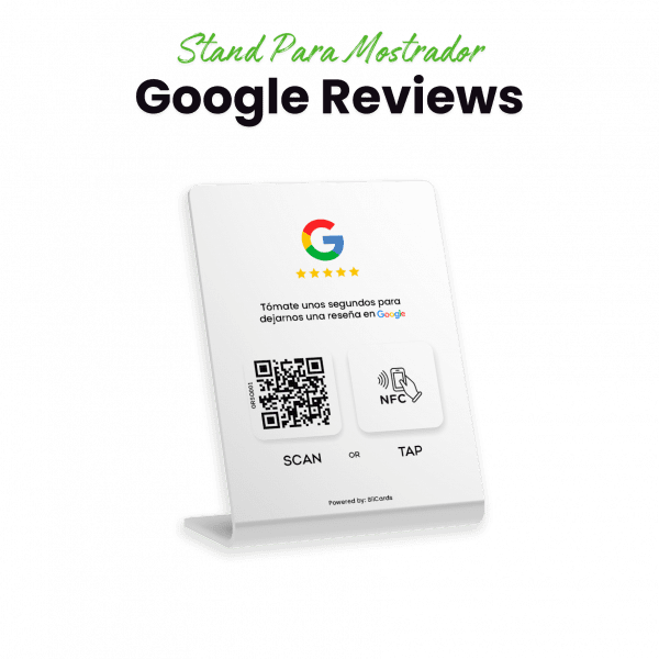 Banner de mosrador de reseñas en Google NFC + QR