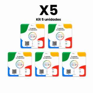 Kit 5 Placas Adheribles Google Reviews QR + NFC