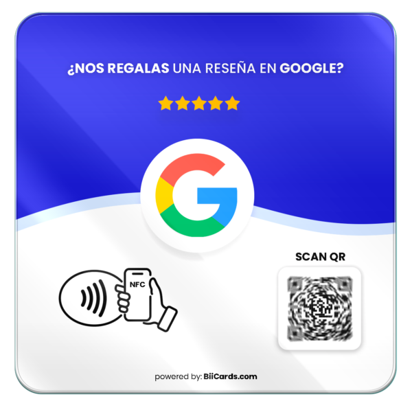 Placa de Acrílico para reseñas de Google con NFC y QR